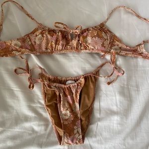 Tan Floral Print Bikini